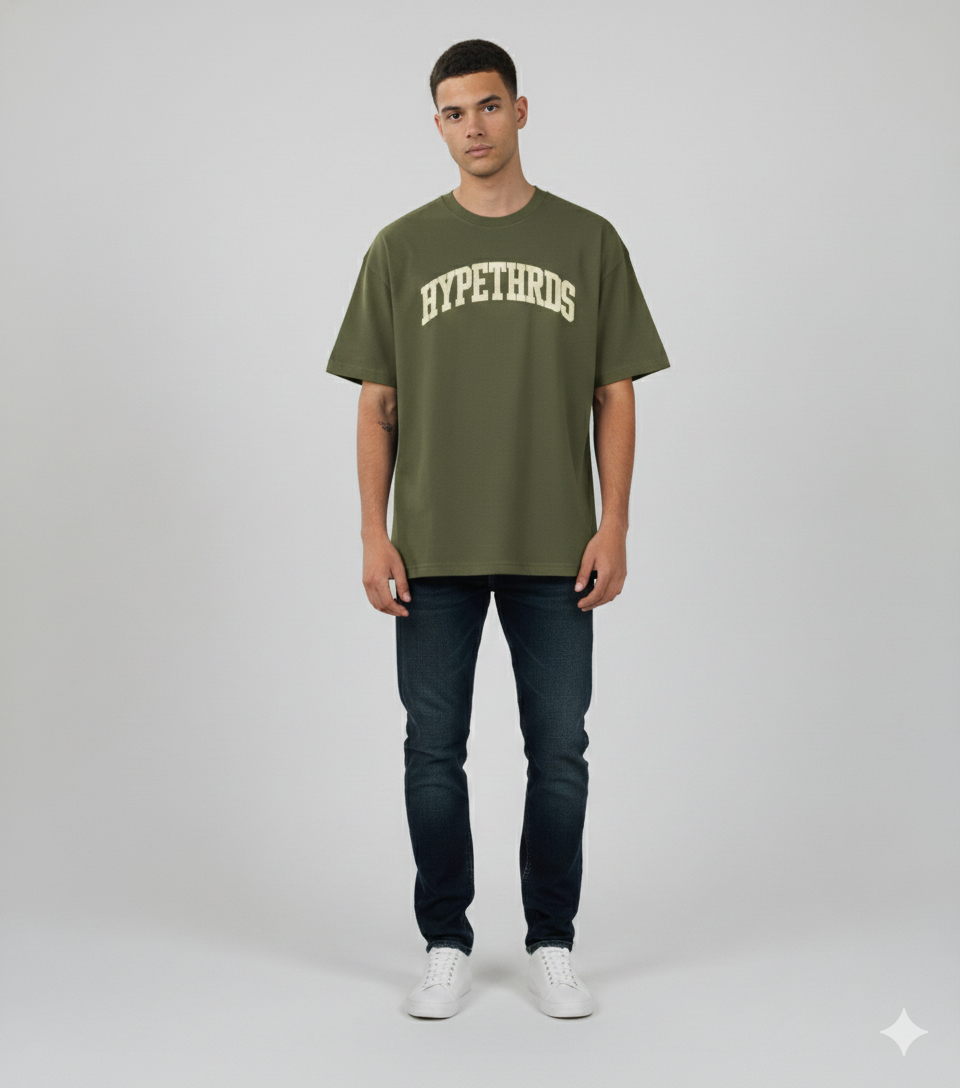 HYPETHRD5 Olive Core Oversized T-Shirt